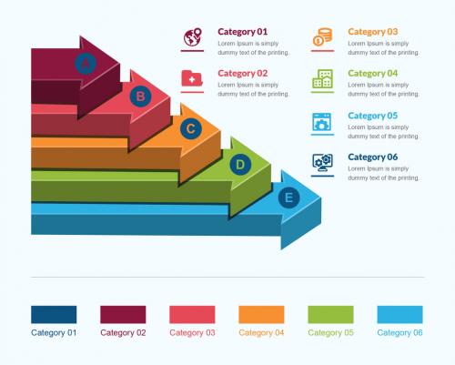 3D Arrow 5 Step Infographic Layout 237645684