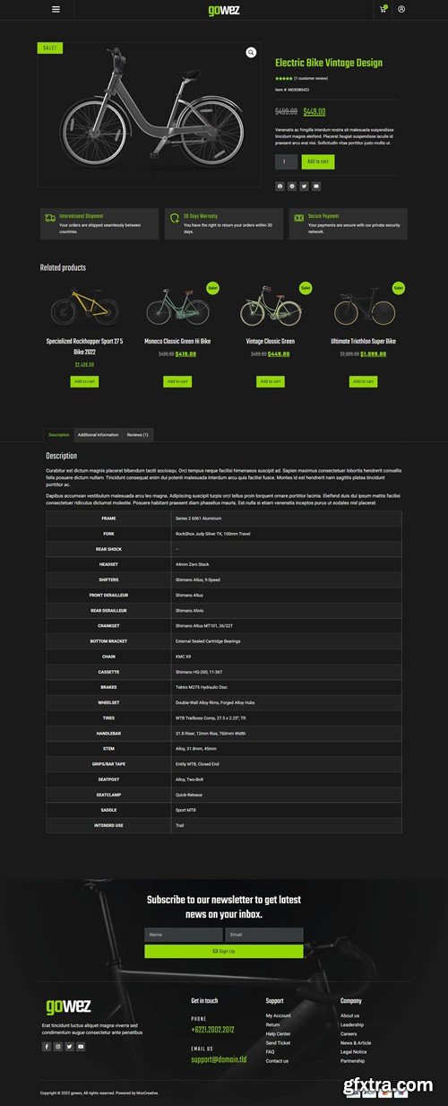 Gowez - WooCommerce Bike Shop & Bike Service Elementor Template Kit LPQGUVX