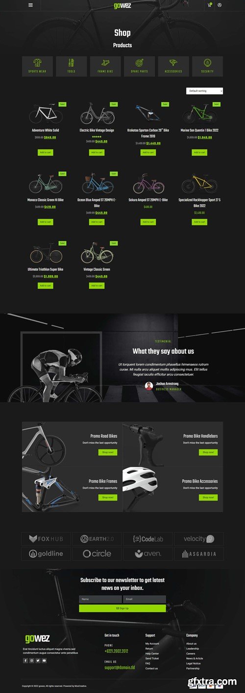 Gowez - WooCommerce Bike Shop & Bike Service Elementor Template Kit LPQGUVX