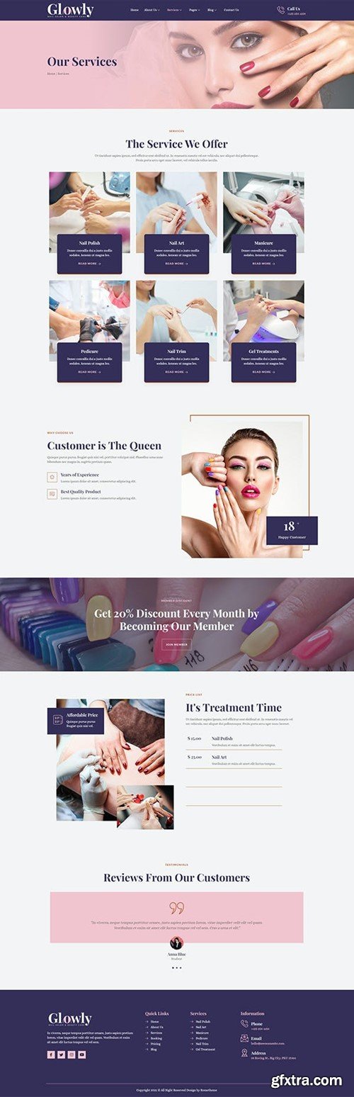 Glowly - Nail Salon & Beauty Care Elementor Template Kit FMLEUVA