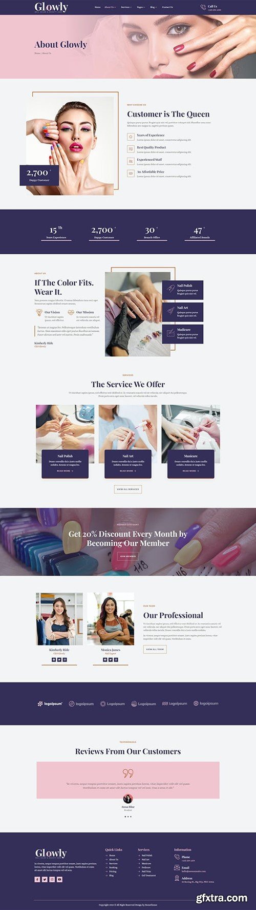 Glowly - Nail Salon & Beauty Care Elementor Template Kit FMLEUVA