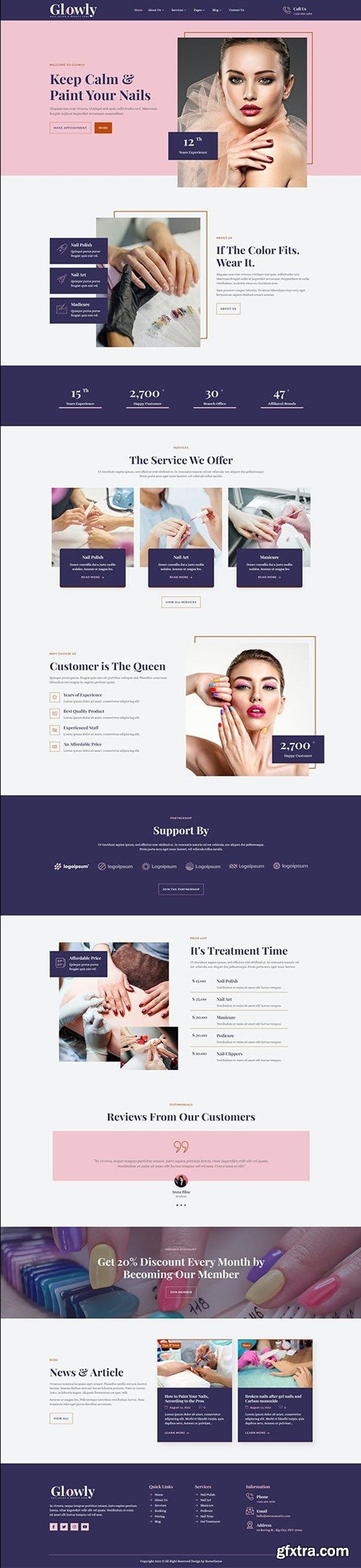 Glowly - Nail Salon & Beauty Care Elementor Template Kit FMLEUVA