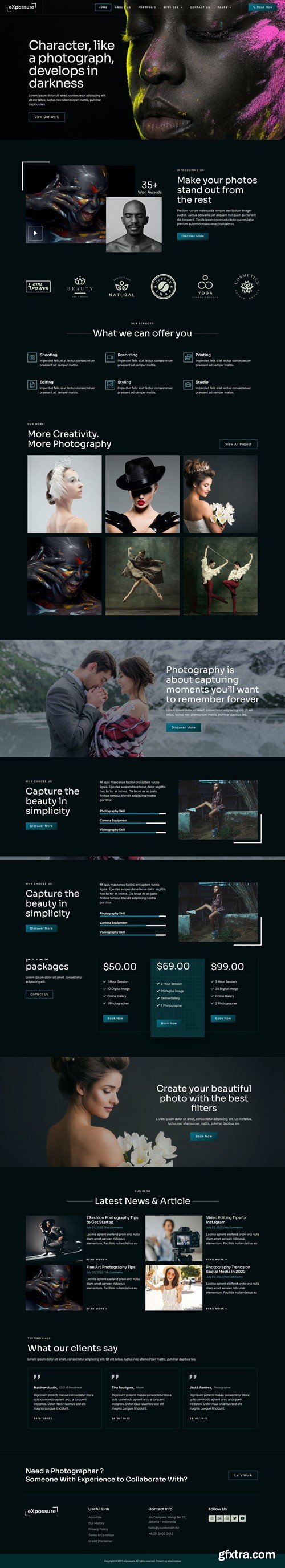 Expossure - Photography & Portfolio Elementor Template Kit K2EGKH2