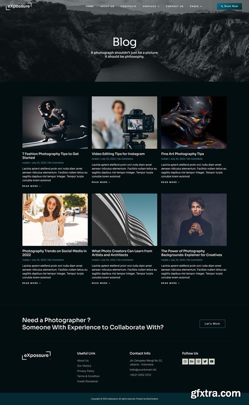 Expossure - Photography & Portfolio Elementor Template Kit K2EGKH2