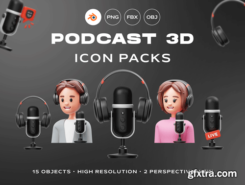 Podcast 3D Icon Ui8.net