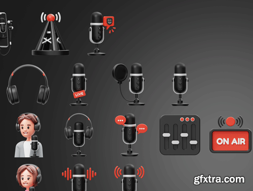 Podcast 3D Icon Ui8.net