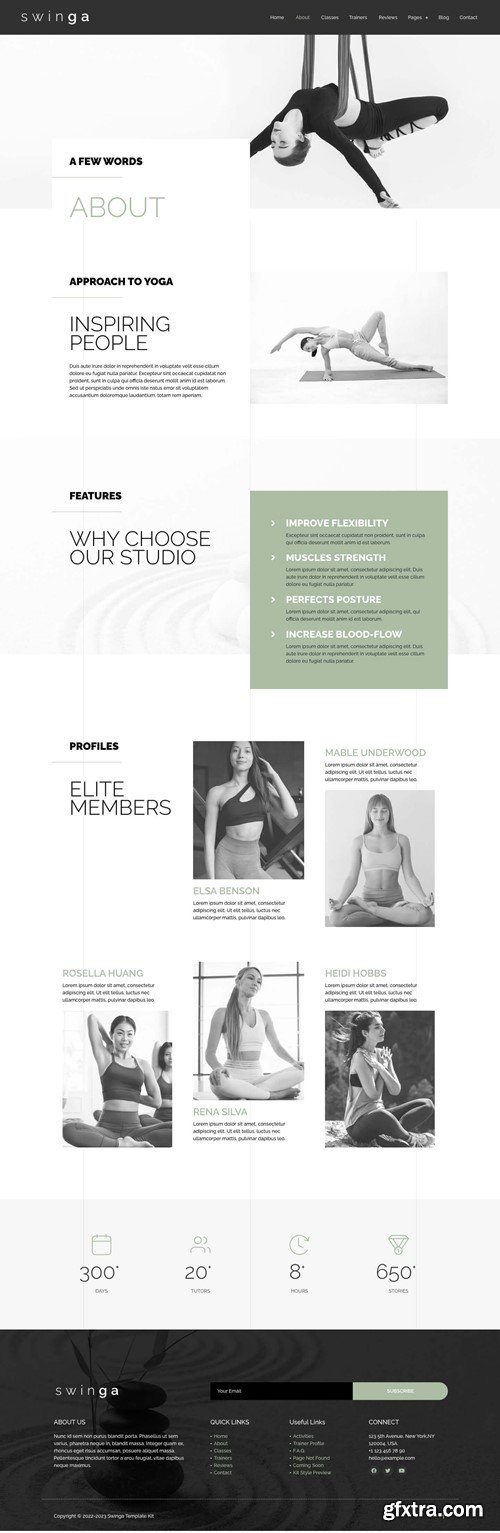 Swinga - Yoga Health Coach Fitness Studio Elementor Template Kit 6Z72J9R