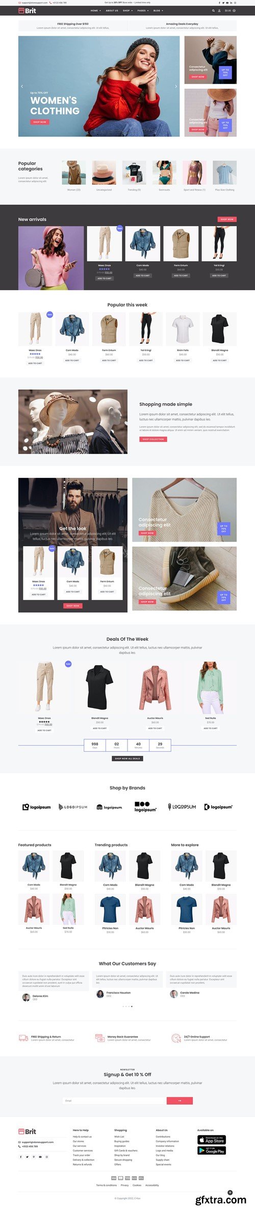 Brit - WooCommerce Elementor Pro Template Kit 3U9U72R