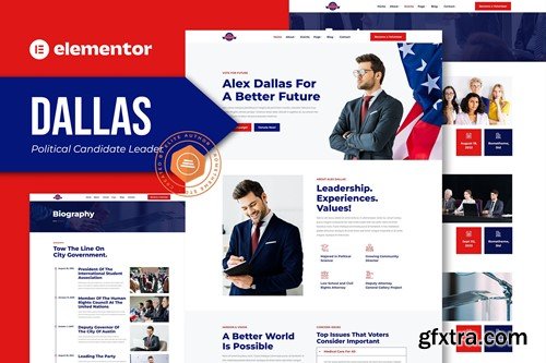 Dallas - Political Candidate Leader Elementor Teamplate Kit YU3FFS4