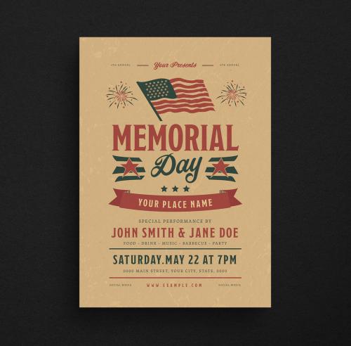 Retro Memorial Day Flyer Layout 264008162