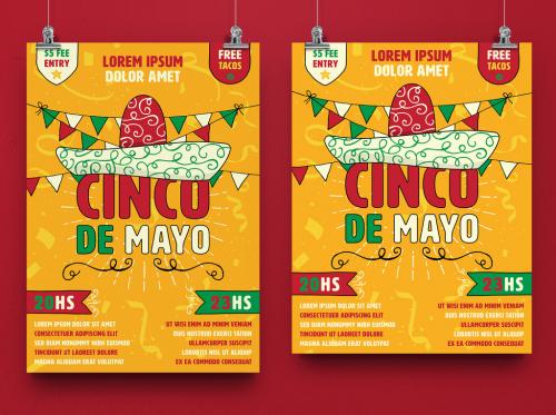 Cinco De Mayo Flyer with Sombrero Illustration 264272414