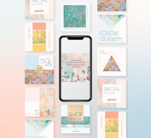 Social Media Post Layouts with Geometric and Painted Elements 265383638