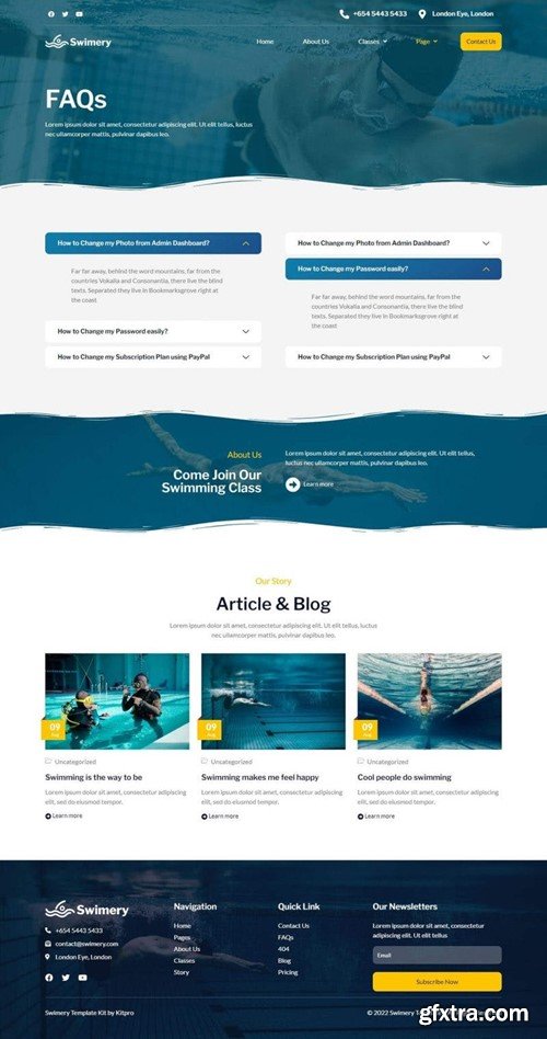 Swimery - Swimming School & Course Elementor Template Kit G9FDZP9