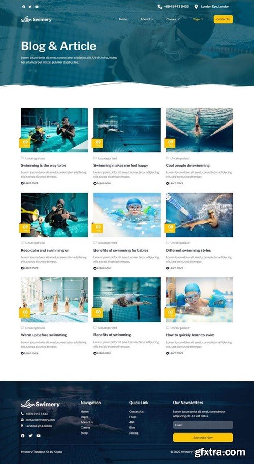 Swimery - Swimming School & Course Elementor Template Kit G9FDZP9