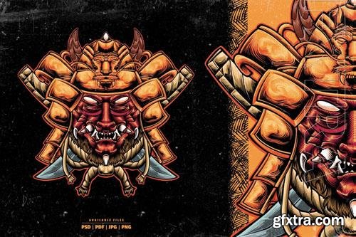 Warrior Oni Mask Illustration