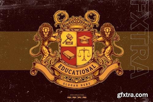 Vintage Educational Lion Frame Illustration