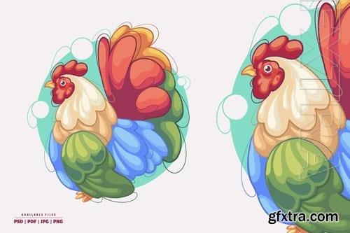 Rooster Color Illustration