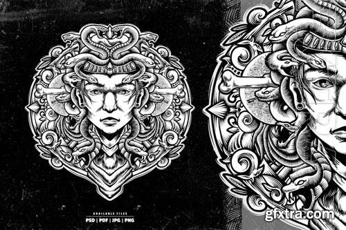 Medusa Head Illustration