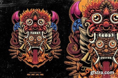 Barong Mask Illustration