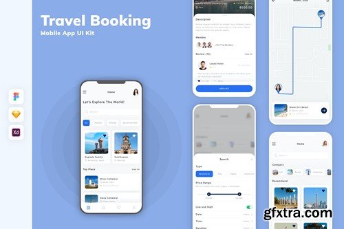 Travel Booking Mobile App UI Kit XWYG9TR