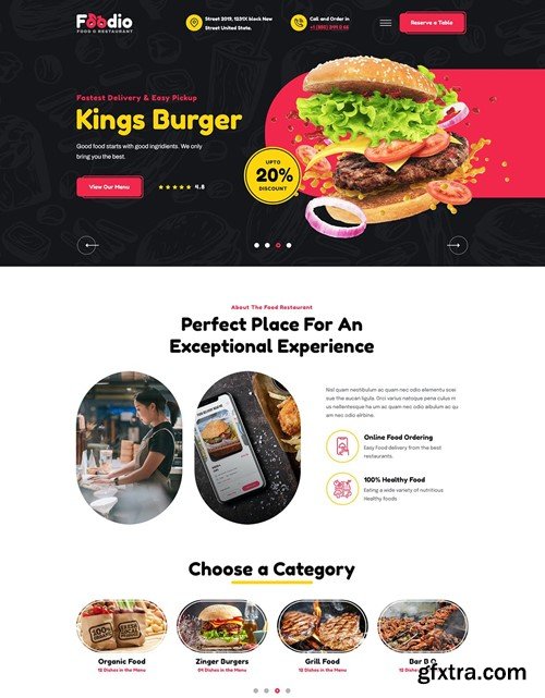 Foodio - Fast Food Adobe XD Template ZATPYWE