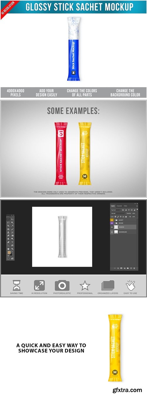 Glossy Stick Sachet Mockup HPAUR3D