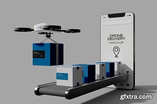 Delivery Drone with Conveyor Belt Mockup FYLAYH4