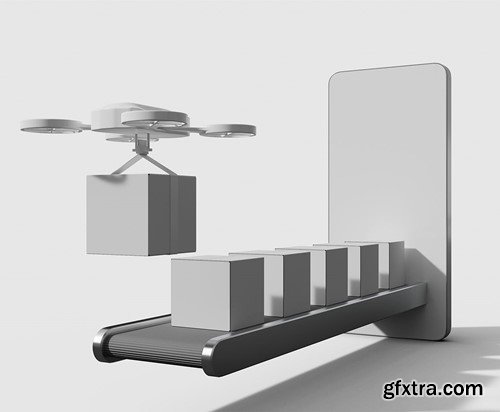 Delivery Drone with Conveyor Belt Mockup FYLAYH4