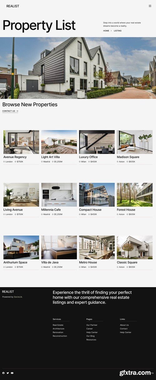 Realist - Real Estate & Property Showcase Elementor Template Kit AF7JWET