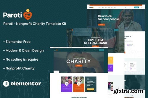 Paroti - Non Profit Charity Elementor Template Kit QWD56MB