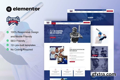 SwiftBall - BaseBall Team & Sport Club Elementor Pro Template Kit 7W9CSCL