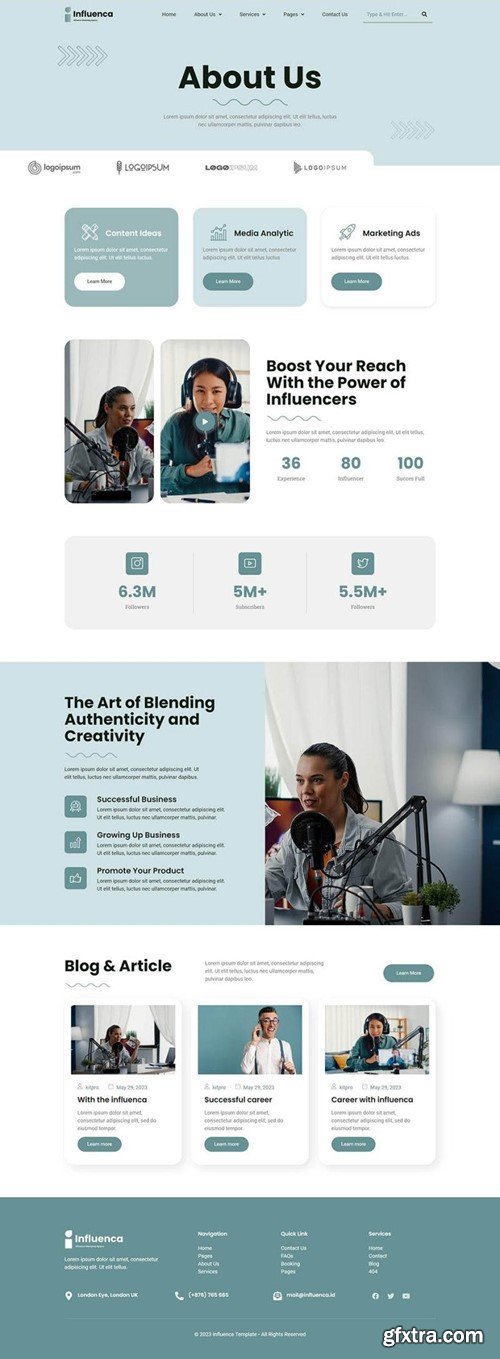 Influenca - Influencer Marketing Agency Elementor Template Kit 6SCJUN4