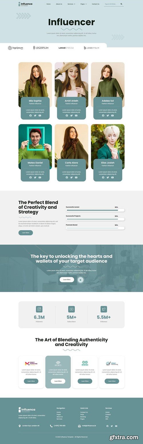 Influenca - Influencer Marketing Agency Elementor Template Kit 6SCJUN4