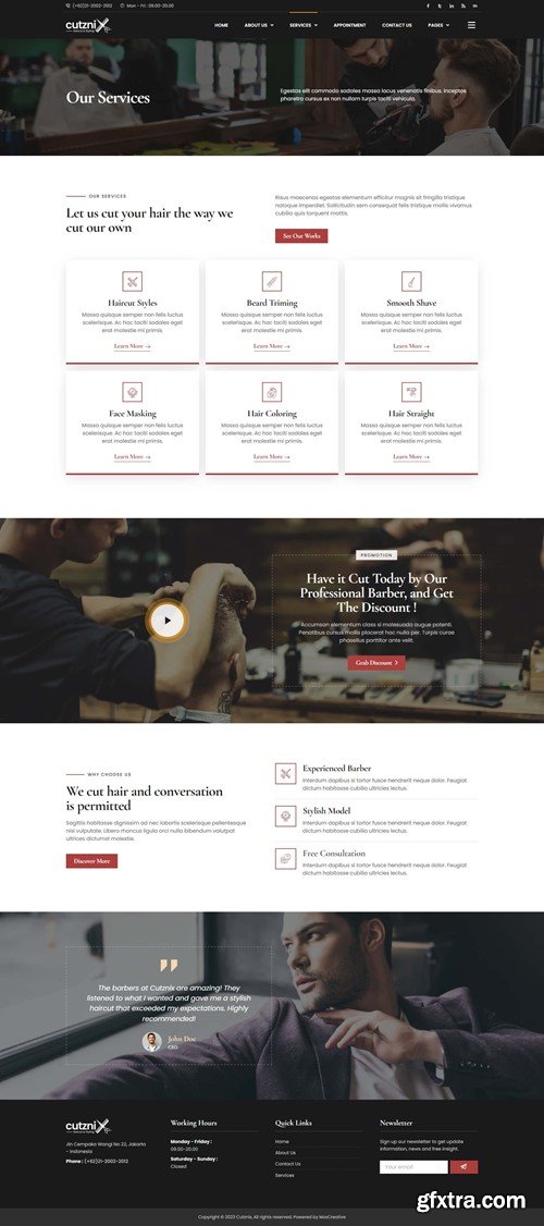 Cutznix - Barbershop & Hair Salon Elementor Template Kit FMYXVQM