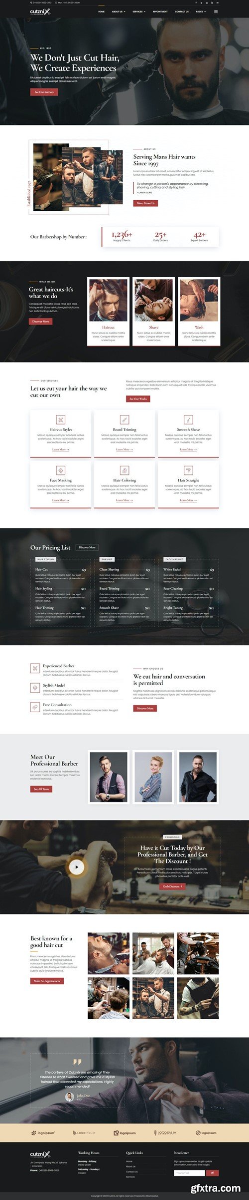 Cutznix - Barbershop & Hair Salon Elementor Template Kit FMYXVQM