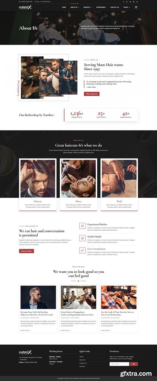 Cutznix - Barbershop & Hair Salon Elementor Template Kit FMYXVQM