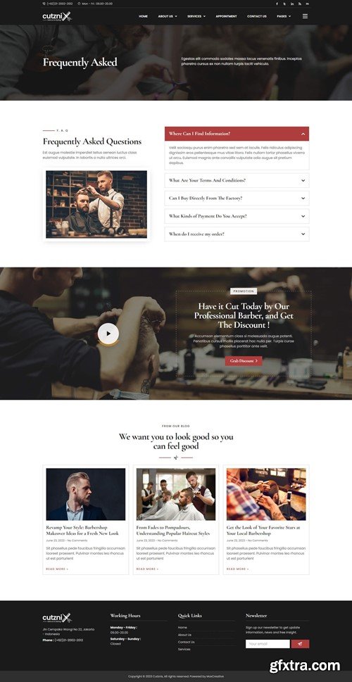 Cutznix - Barbershop & Hair Salon Elementor Template Kit FMYXVQM