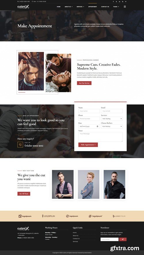 Cutznix - Barbershop & Hair Salon Elementor Template Kit FMYXVQM