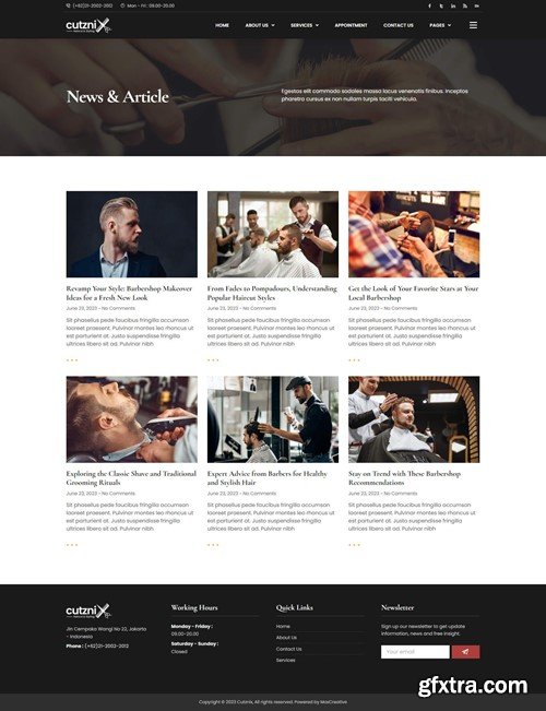 Cutznix - Barbershop & Hair Salon Elementor Template Kit FMYXVQM