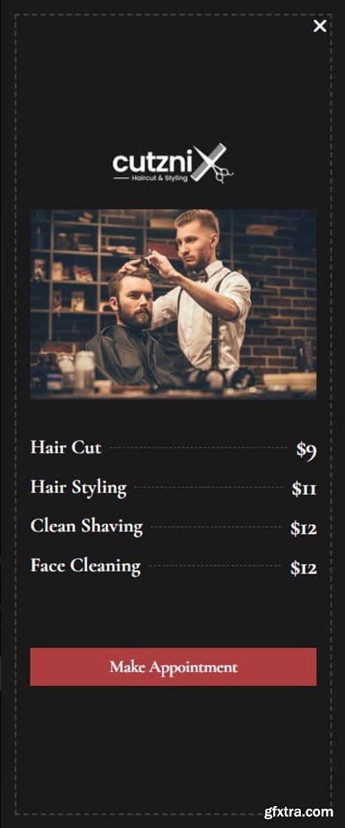 Cutznix - Barbershop & Hair Salon Elementor Template Kit FMYXVQM