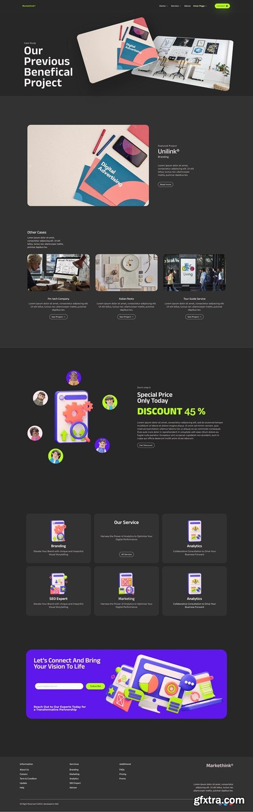 Markethink - Dark Mode Digital Marketing Agency Elementor Template Kit TBNUH6J