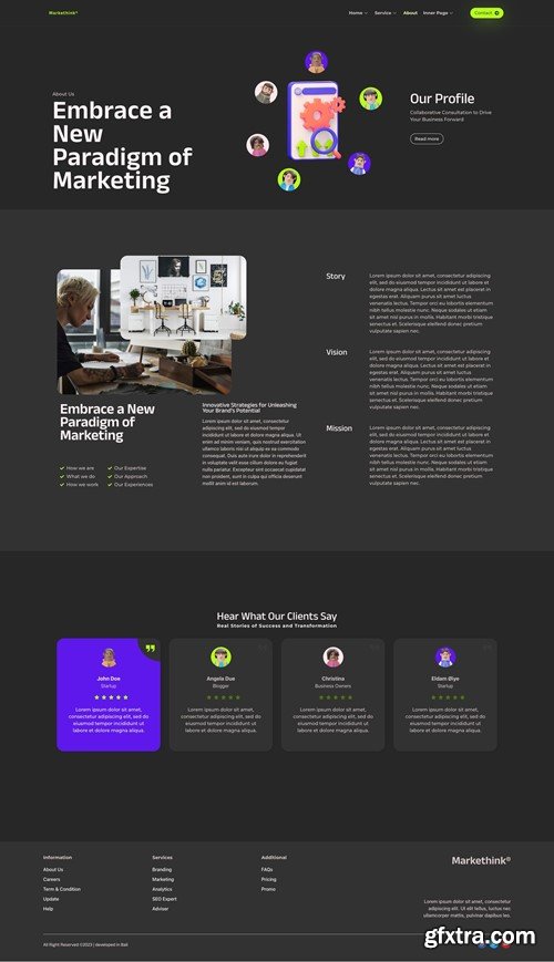 Markethink - Dark Mode Digital Marketing Agency Elementor Template Kit TBNUH6J