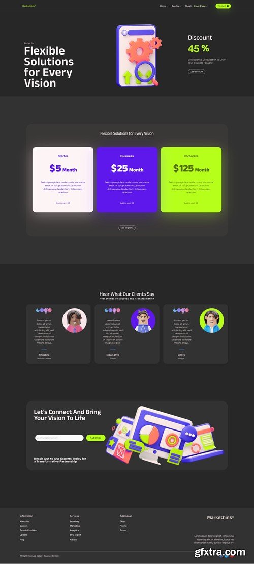 Markethink - Dark Mode Digital Marketing Agency Elementor Template Kit TBNUH6J