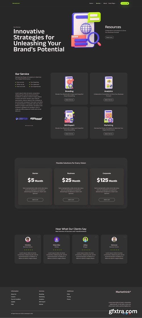 Markethink - Dark Mode Digital Marketing Agency Elementor Template Kit TBNUH6J