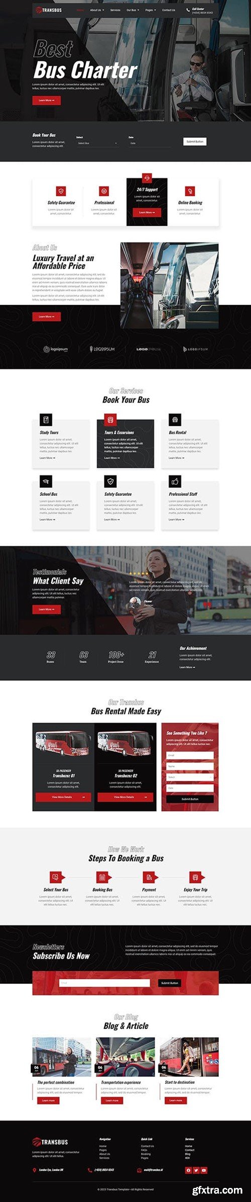 Transbus - Bus Charter Service Elementor Template Kit UQSQLSL