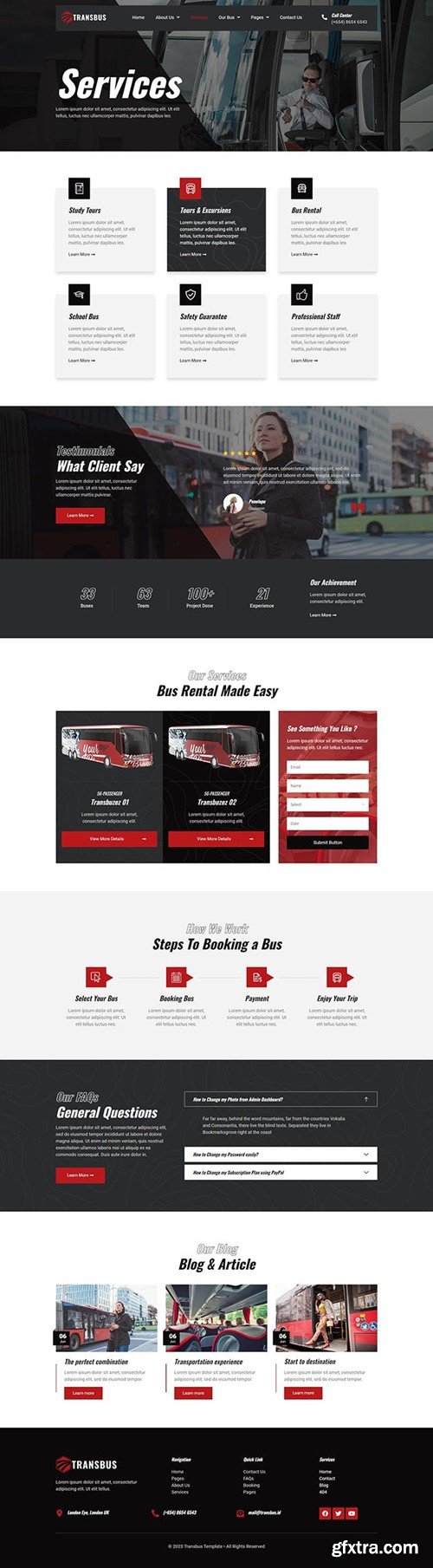 Transbus - Bus Charter Service Elementor Template Kit UQSQLSL