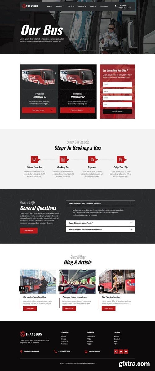 Transbus - Bus Charter Service Elementor Template Kit UQSQLSL
