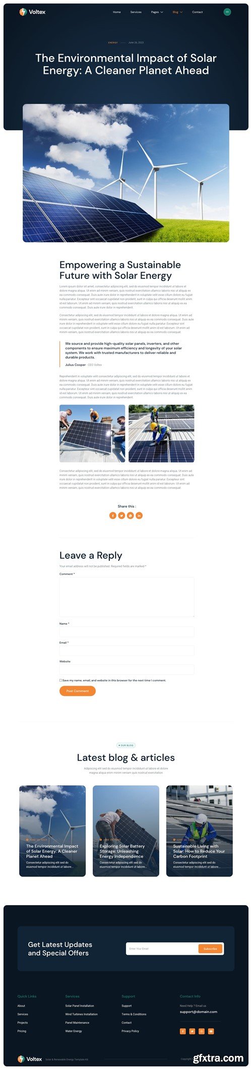 Voltex – Solar Panels & Renewable Energy Company Elementor Template Kit L3M2THG