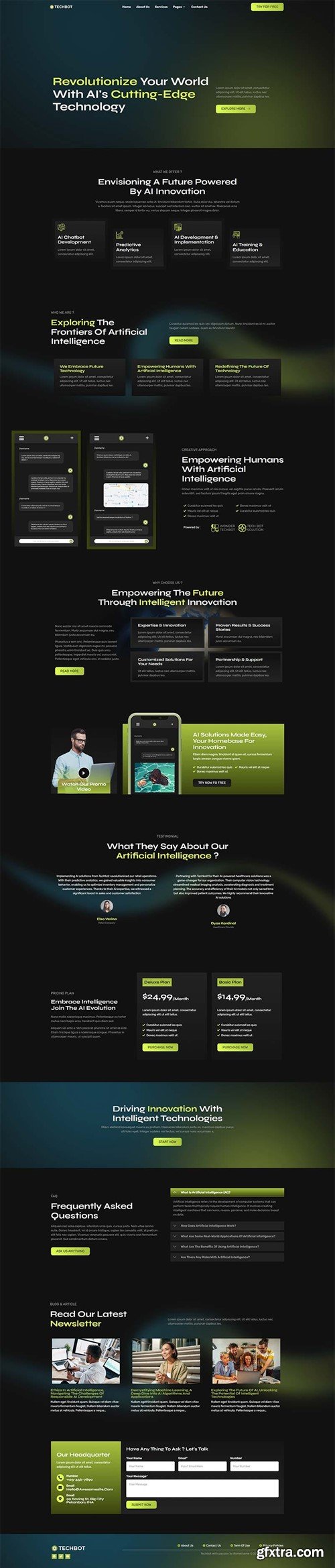 Techbot - Artificial Intelligence & Technology Services Elementor Template Kit E89HD27