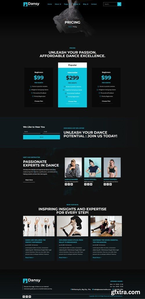 Dansy - Dance Studio Elementor Pro Template Kit 79M8WUJ